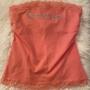 Bebe tube top with lace trim